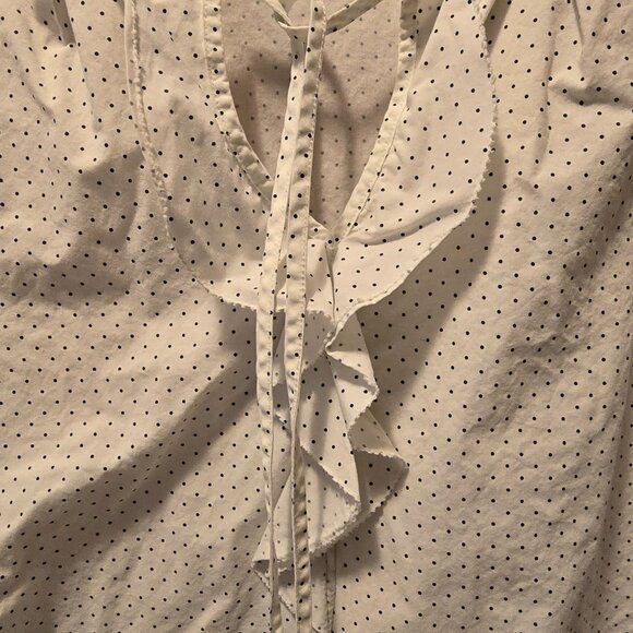 Land's End sleeveless white blouse with tiny black polka dots - Picture 9 of 9